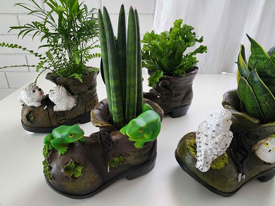 Boot Planters with indoor plant