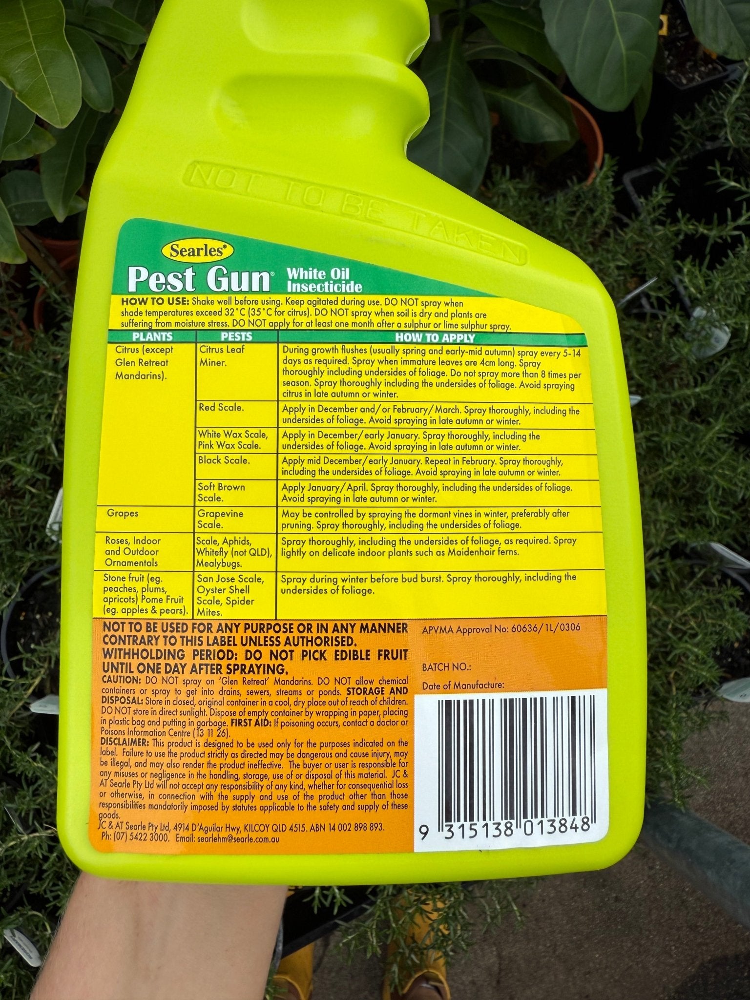 1L Searles Pest Gun White Oil - Ladybird Nursery