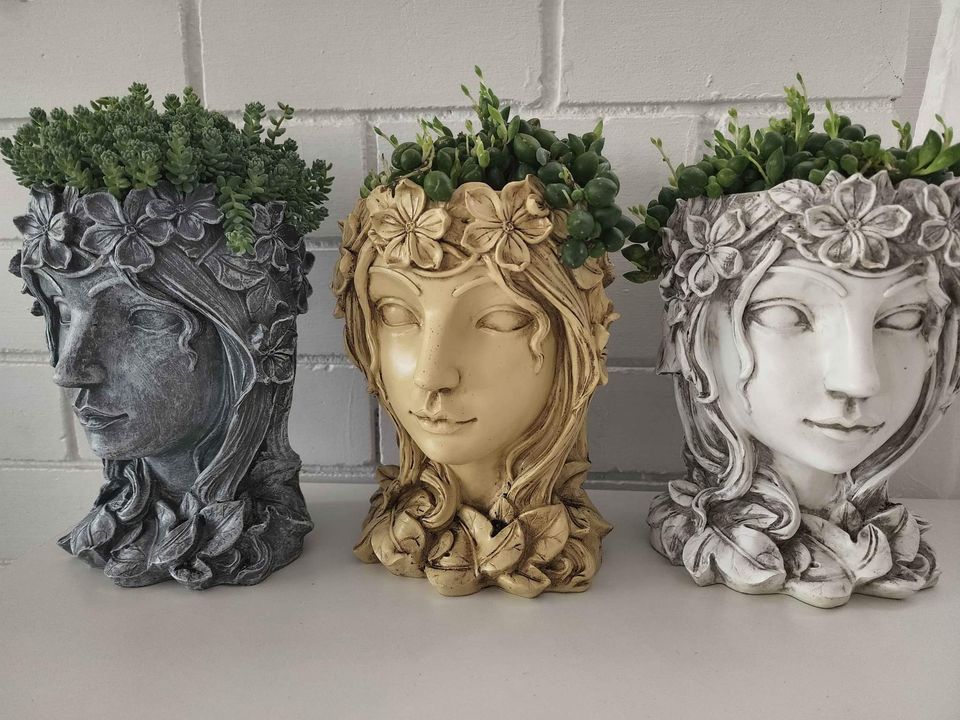 Grecian Lady Planter Pot with plant as hair