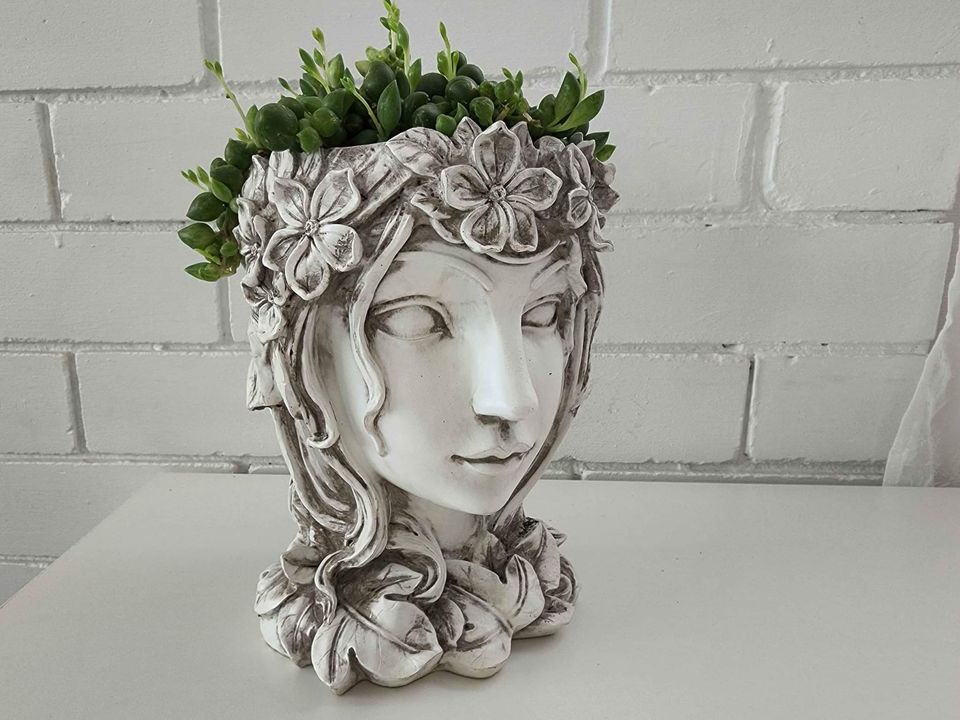 Grecian Lady Planter Pot with plant as hair