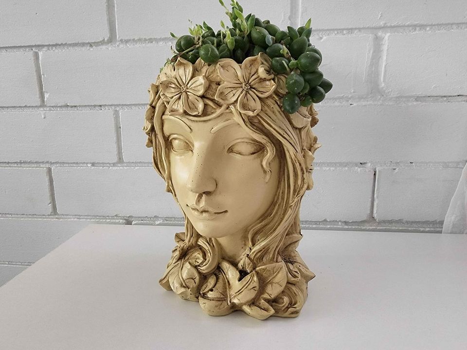 Grecian Lady Planter Pot with plant as hair